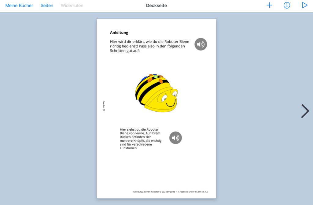 Eine Ansicht der Anleitungsdatein in der App Book Creator.
