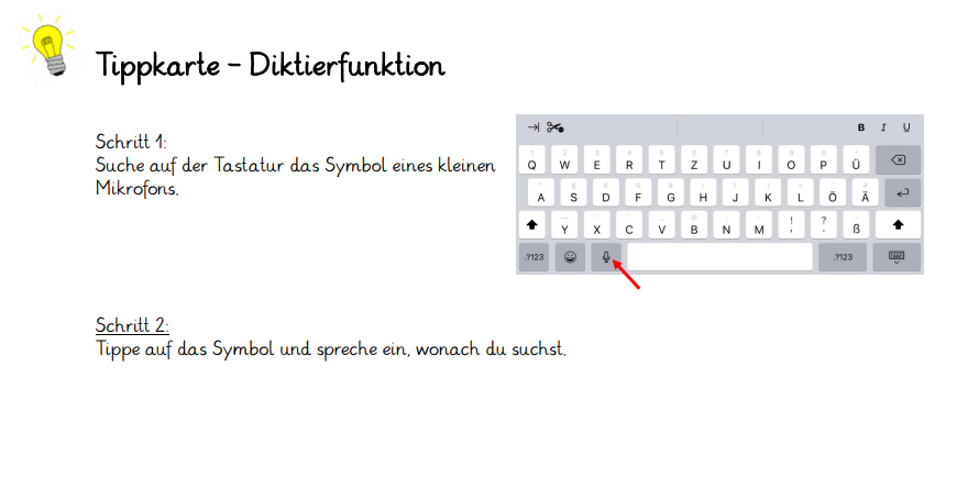 Tippkarte Diktierfunktion