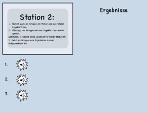 Beispiel eines interaktiven Buches mit vertonten Aufgaben zur 2. Station