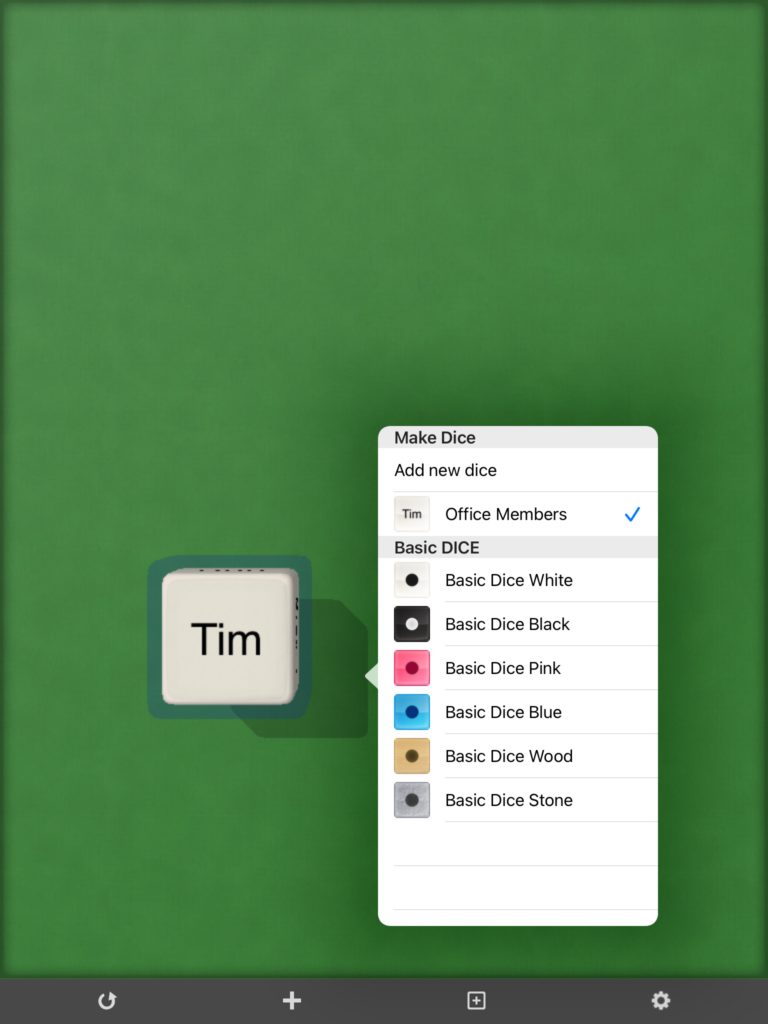 App Make Dice Screenshot: Gestaltungsmöglichkeiten der Würfel