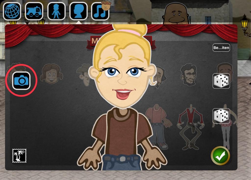 App Puppet Pals 2 Screenshot:
Abbildung der Möglichkeiten zur Charaktergestaltung.